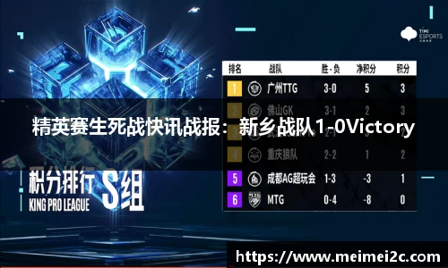 精英赛生死战快讯战报：新乡战队1-0Victory
